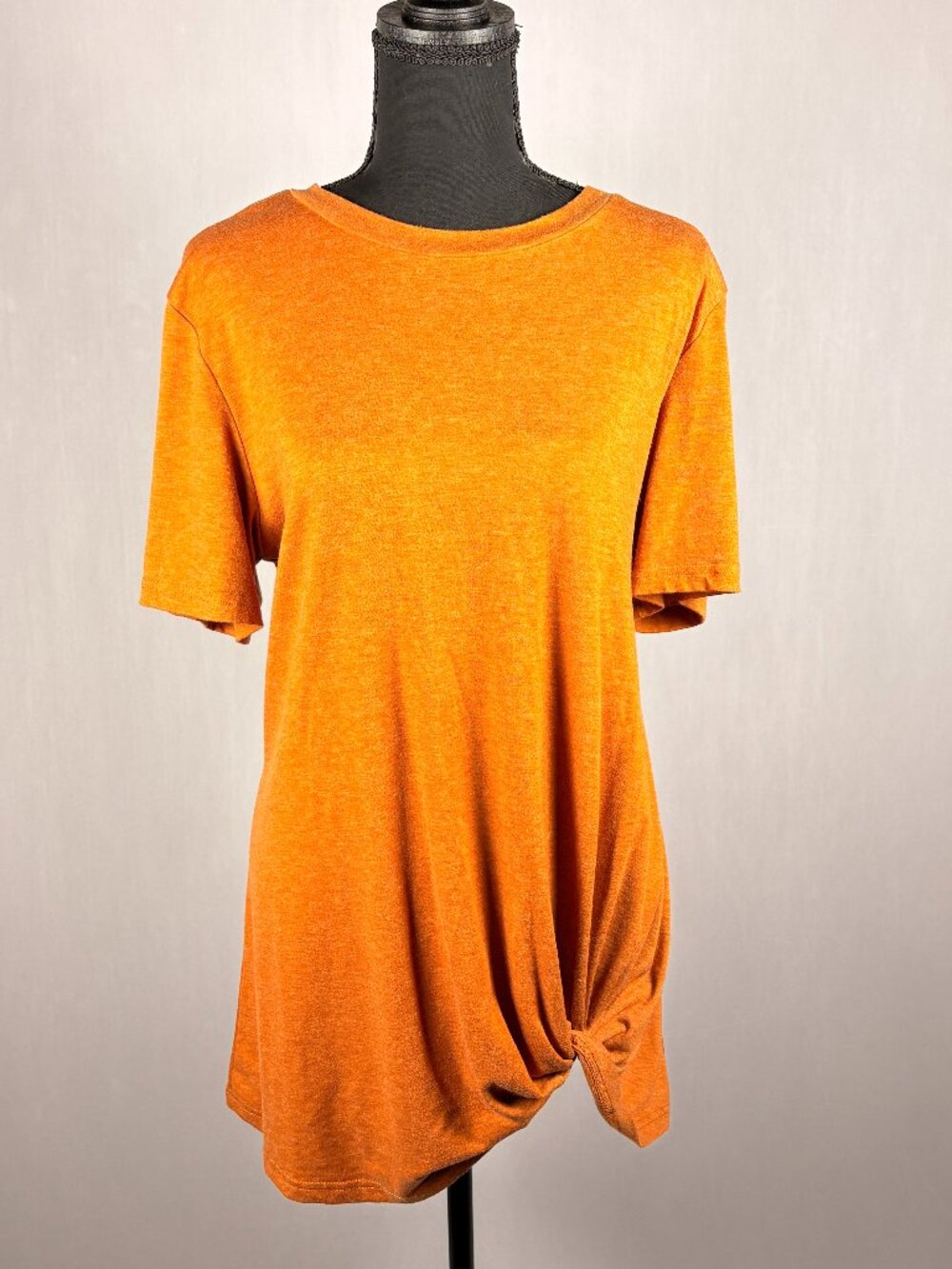 Yidarton | Tunic Length SS Top with Braided Side Detail | XL | Burnt Orange